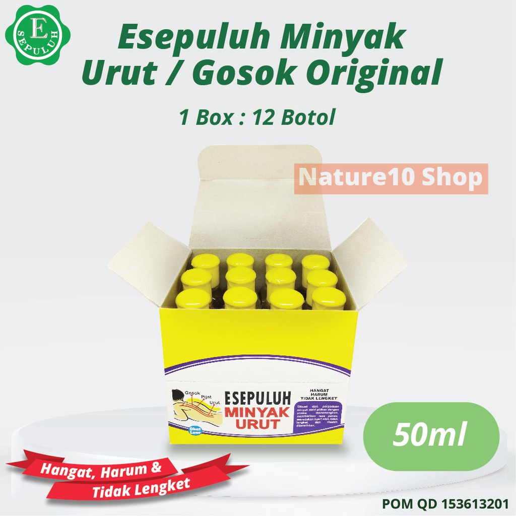 MINYAK URUT ESEPULUH AROMATERAPI 50ML 1 BOX ISI 12, ORIGINAL / LAVENDER