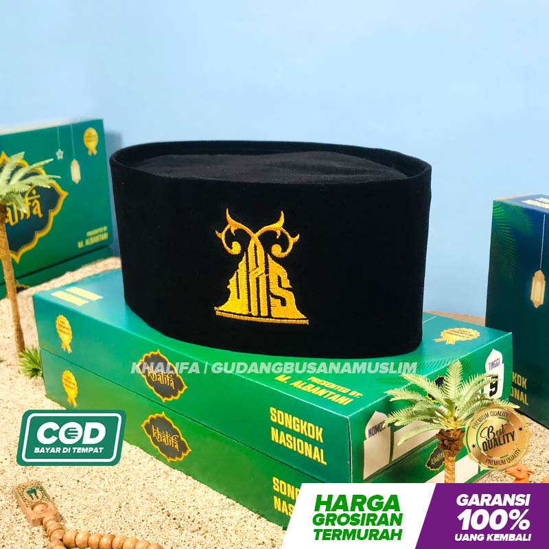Peci Hitam Kujang & UAS Bordir Original Promo Songkok Murah Grosir Kopiah Anak Dewasa Kopyah Hitam P
