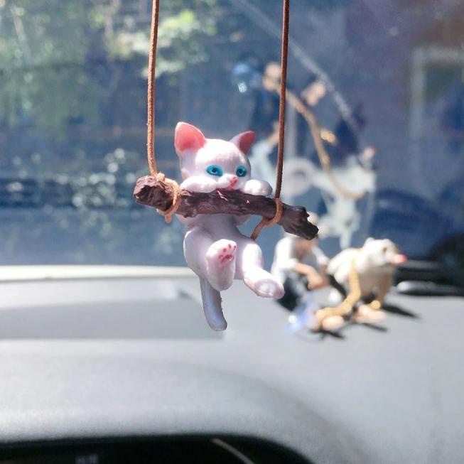 Diskon Hari Ini Gantungan Ayunan Kucing Pajangan Kaca Spion Tengah Mobil Car Cat Hanging Pendant