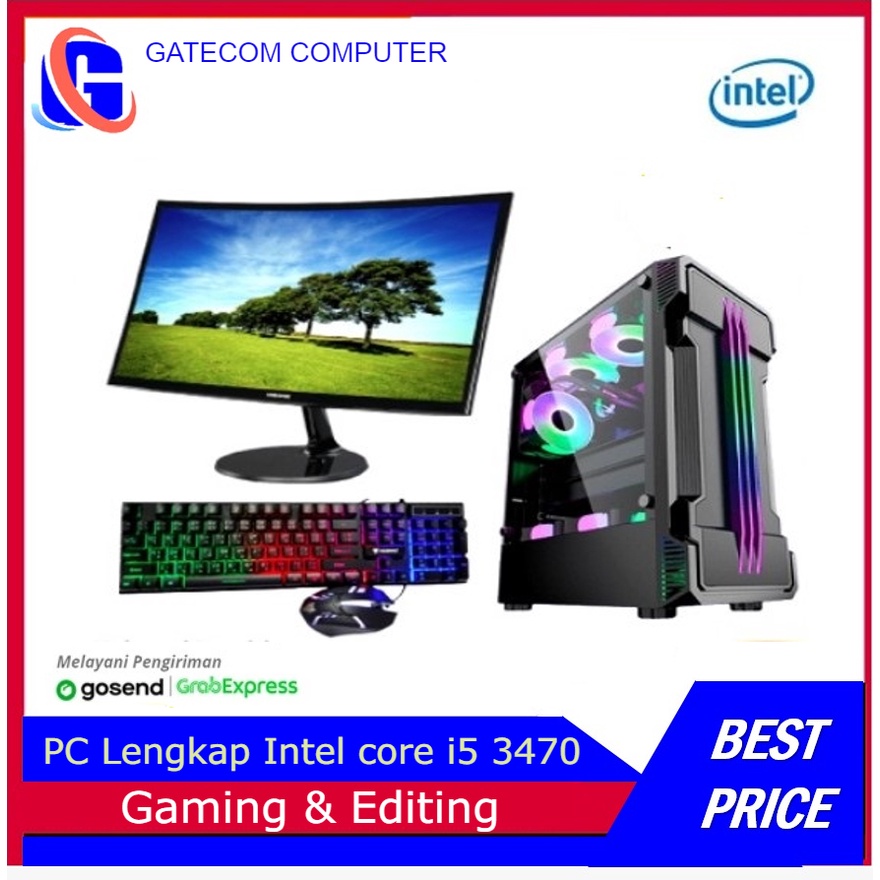 PC Lengkap Intel i5 3470 GT 710 2GB SSD 120Gb Monitor 24 INCI