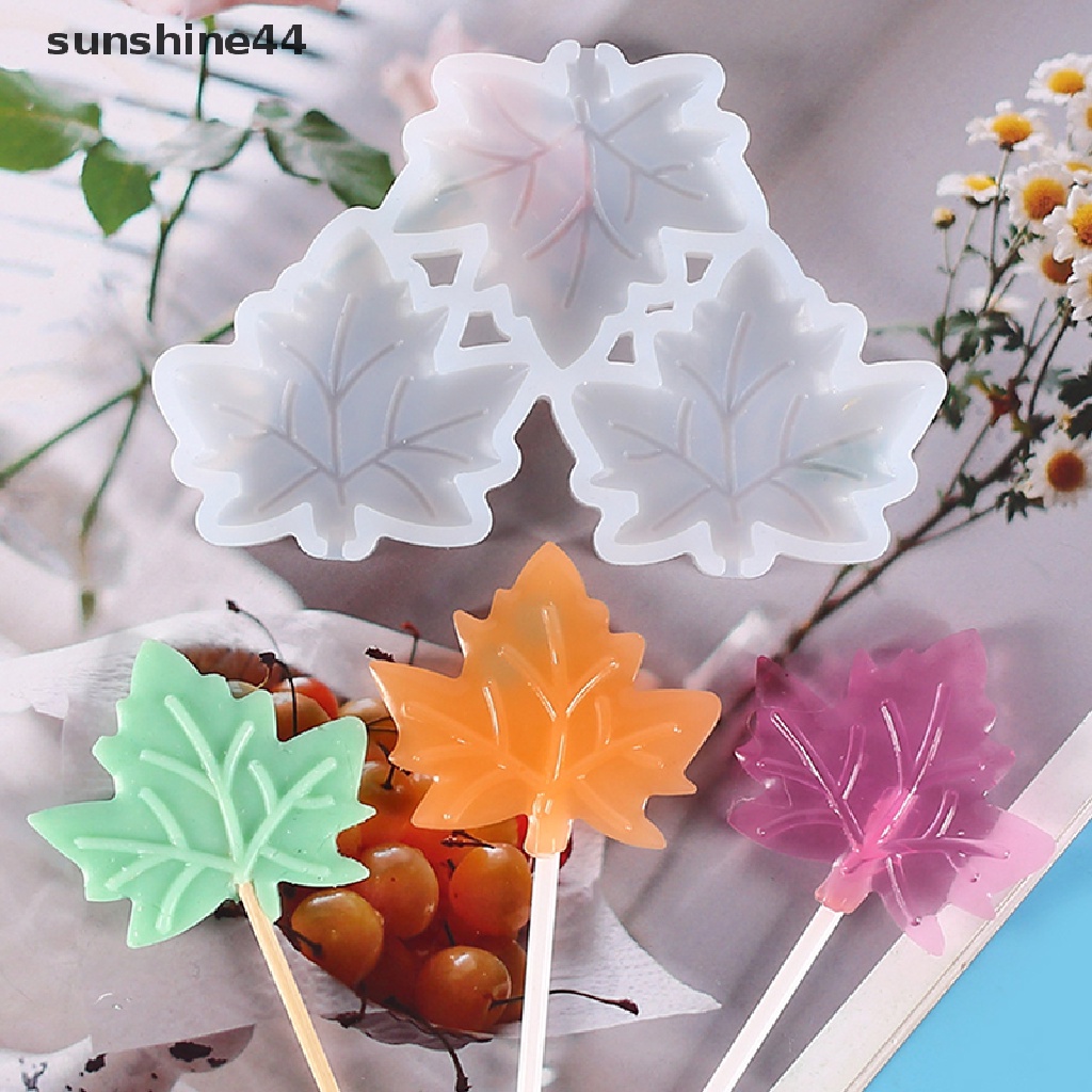 Sunshine Cetakan Permen Lolipop / Gypsum DIY Bentuk Daun Maple / Pohon Natal Bahan Silikon