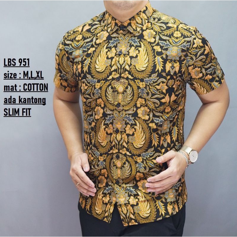 BAJU KEMEJA BATIK PRIA SLIM FIT LENGAN PENDEK LUIGI BATANI LBS951