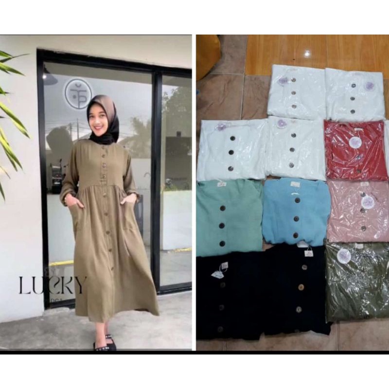 GAMIS MIDI LUCKY DRESS/MIDI DRESS POLOS/GAMIS KONDANGAN