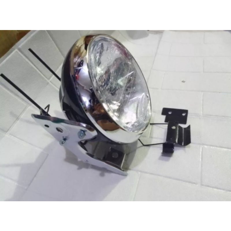 Paket Lampu Depan Bulat Hitam RX-King Plus Breket Kualitas Terbaik