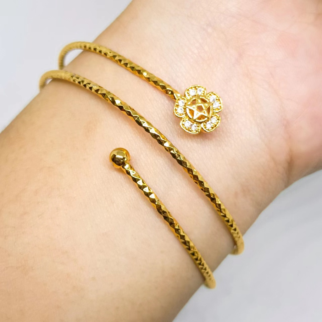 Perhiasan Gelang Tangan bangle motif bunga terbaru xuping lapis Emas 24k gold