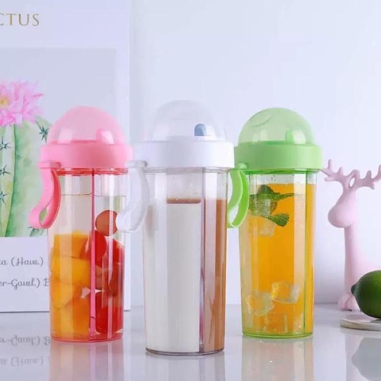 シ Botol Minum Dua Sisi Sedotan 600ml BZ-232 - Duet Couple Bottle Viral 𝕭