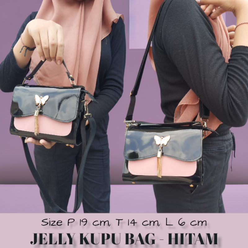 TAS SELEMPANG JELLY KUPU KUPU KOMBINASI WARNA RANDOM