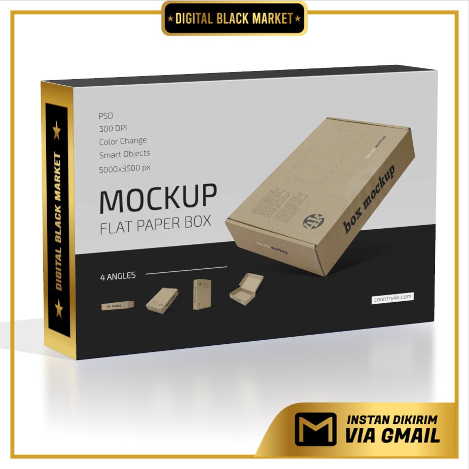 Flat Paper Box Mockup Set