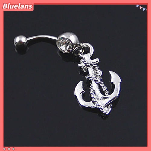 Cincin Tindik Pusar Desain Jangkar Nautikal 14G Dengan Tali Untuk Wanita