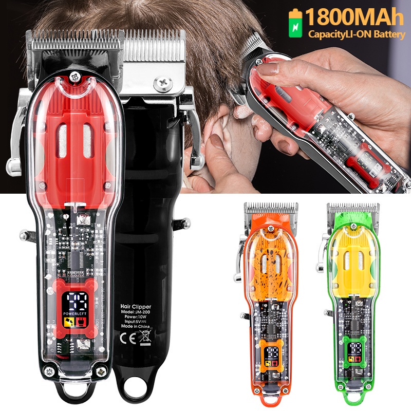 Alat Cukur Rambut Elektrik Tanpa Kabel Dengan Layar LCD Digital Transparan Hair Clipper