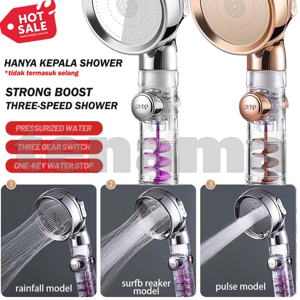 Kepala Shower Mandi 3 Mode Adjustable Spa Shower Transparent Handheld