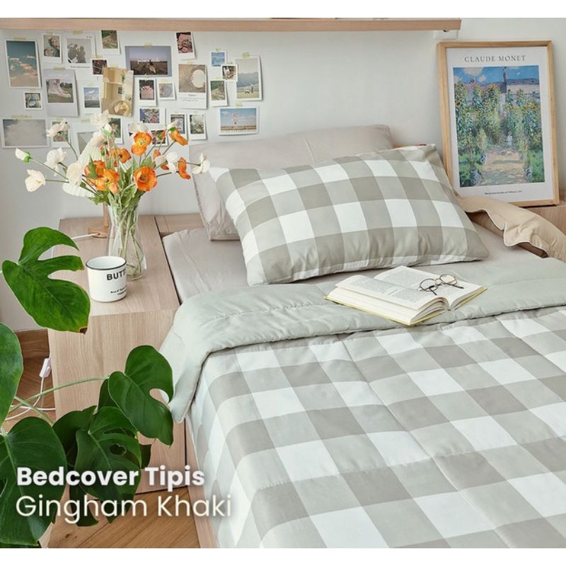 Sprei motif kotak aesthetic/ sprei aesthetic Korea / katun lokal premium