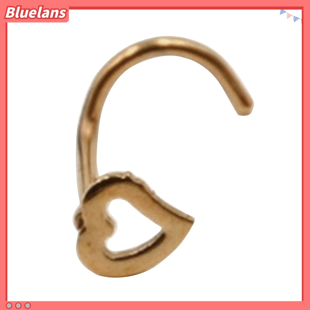 Bluelans 1 Pc Stainless Steel Heart Shape Piercing Nose Ring Fashion Unisex Punk Jewelry