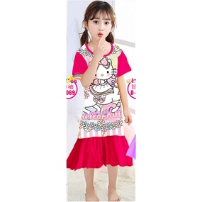 DASTER PANJANG HOMEDRESS PIYAMA ANAK AILUBEE ( Lengan pendek ) 2thn-7thn SKU0139