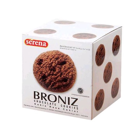 

Serena Broniz Cookies Dadu 80 gr / Choco Chips Chocolate Chip Cookies Serena