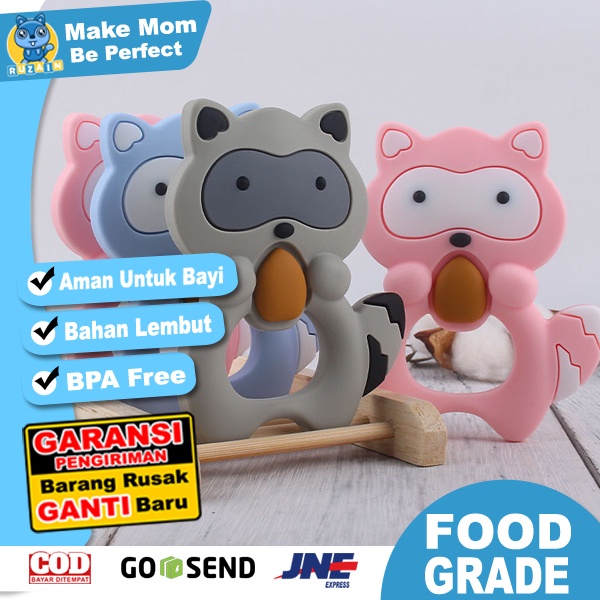 TC 3 | TEETHER SILICONE ANAK MOTIF TUPAI | MAINAN GIGITAN BAYI SILIKON BPA FREE | RUZAIN MALL