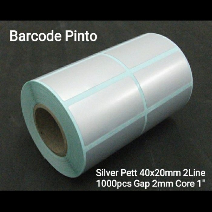 

40X20mm 2Line 1000Pcs Gap Core1",Silver Pet Mate,Label Stiker Barcode