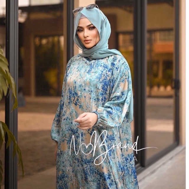 FALISHA AQUA KAFTAN SUTRA SILK ABAYA GAMIS JUMBO