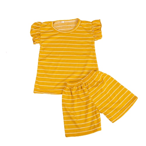 ZASKIYA - Setelan Anak Perempuan / Setelan Anak Ruffle Set Salur / Set Salur Ruffle Anak 1-4 thn