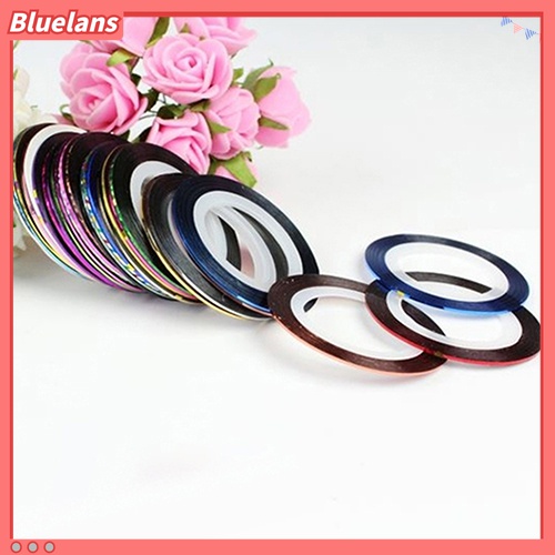 (In Stock) Kacamata Hitam Lensa Warna Warni ♡30pcs / Roll Stiker Tape Garis Warna Campur Untuk Dekorasi Nail Art DIY