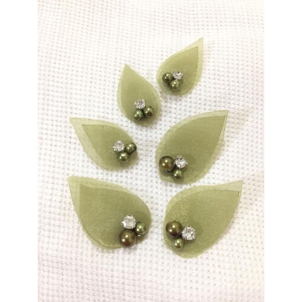 Organza Leaf / Aplikasi Bunga Daun Organza 3D / Bunga Kebaya Brukat Selendang / Bunga Kain / Bunga P