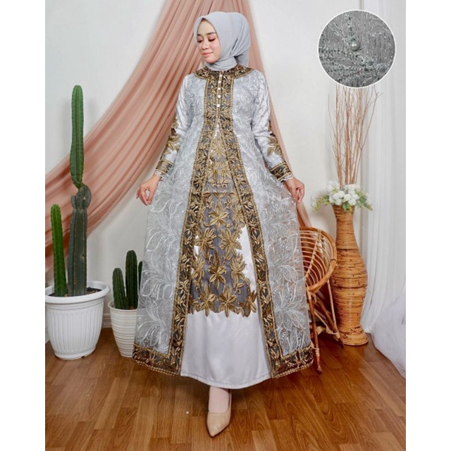 GAMIS CASSANDRA // BAHAN TILLE BORDIR MUTIARA PREMIUM MIX BORDIR TEMPEL // Original By Pelangi Jaya