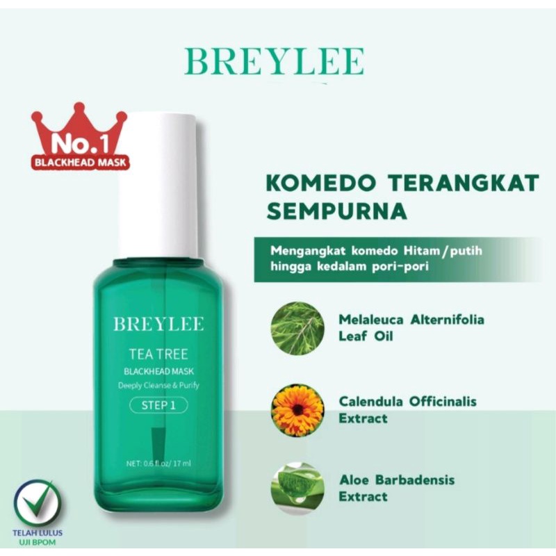 BPOM BREYLEE MASKER PENGANGKAT KOMEDO BLACKHEAD REMOVER MASK PEEL OFF PORE MINIMIZER SERUM STEP 1 DAN 2