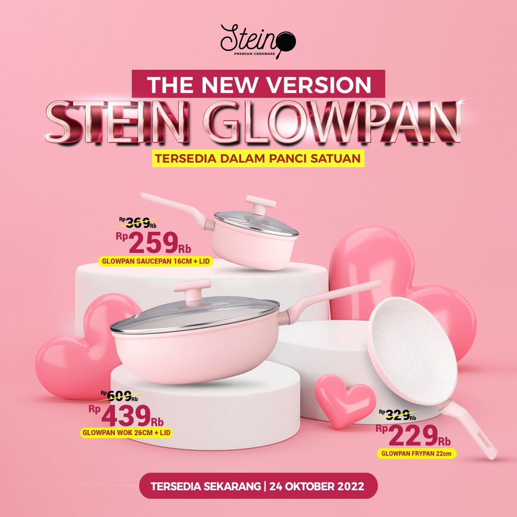 STEINCOOKWARE STEIN GLOW PAN PANCI SATUAN WOK 26CM / FRY PAN 22 CM / SAUCE PAN 16 CM