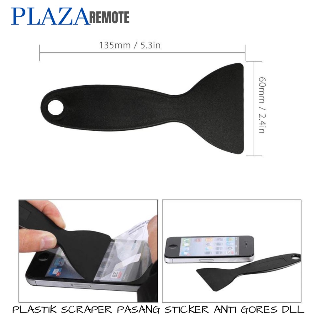 SCRAPER PLASTIK PERATA UNTUK PASANG STICKER ANTI GORES HP DLL HITAM 130X60MM