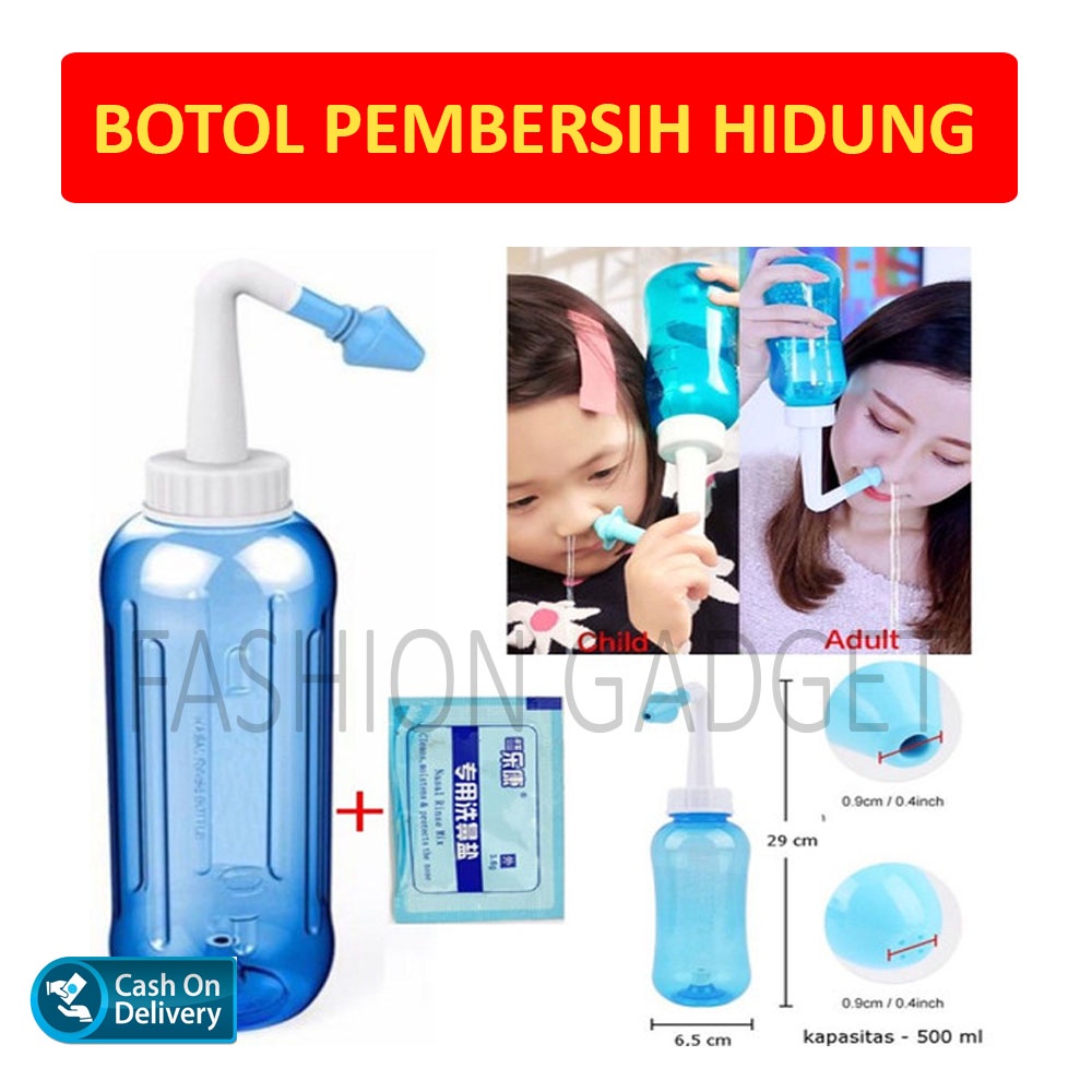 Botol Pembersih Hidung 300 ml Neti Pot Nasal Rinse Bottle Nose Wash Cleaner Alat Pencuci Hidung Biru Bebas Bahan Kimia Botol Biru Serbuk Pembersih Hidung Bottle Clean Sinus Nasal Aspirator Nose Cleaner