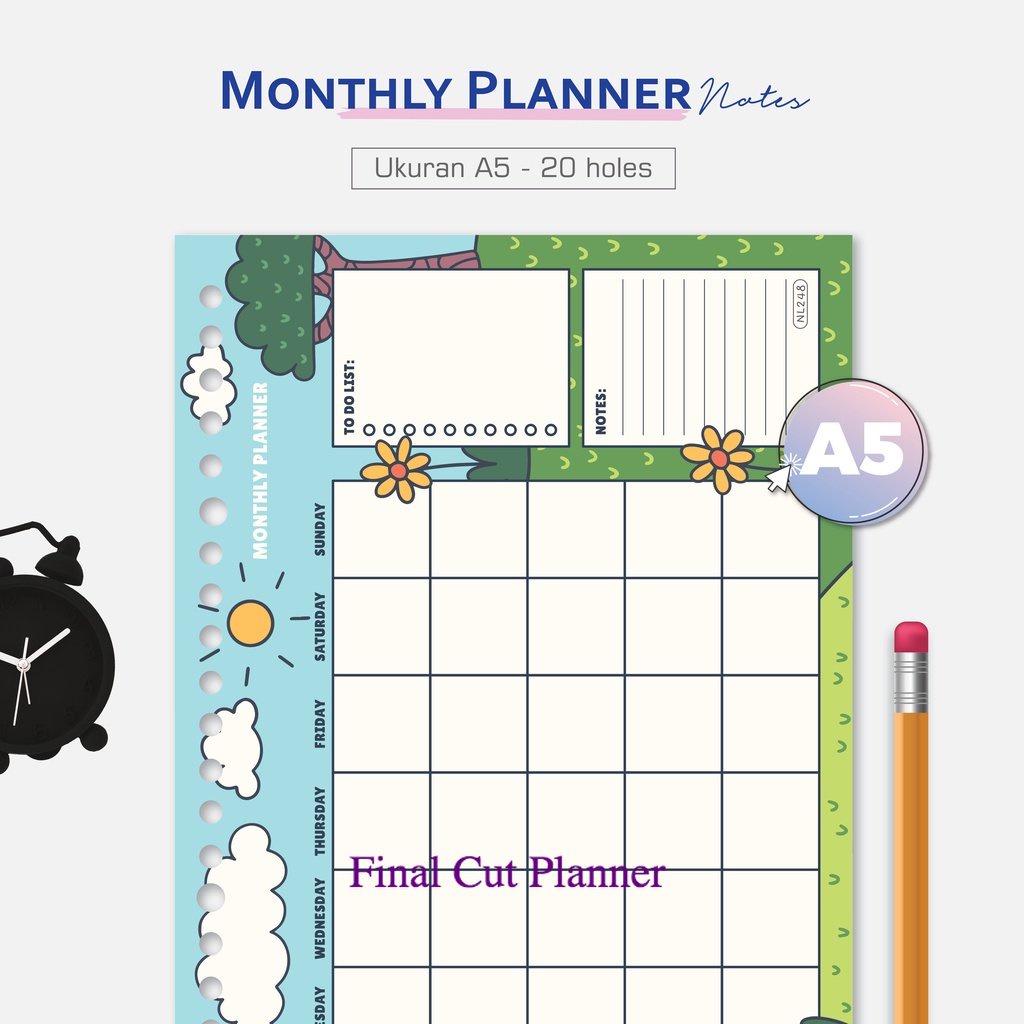 

Bukuqu Loose leaf A5 - NL248 Monthly Planner Notes - Stationery - Bookpaper - Kertas Binder .
