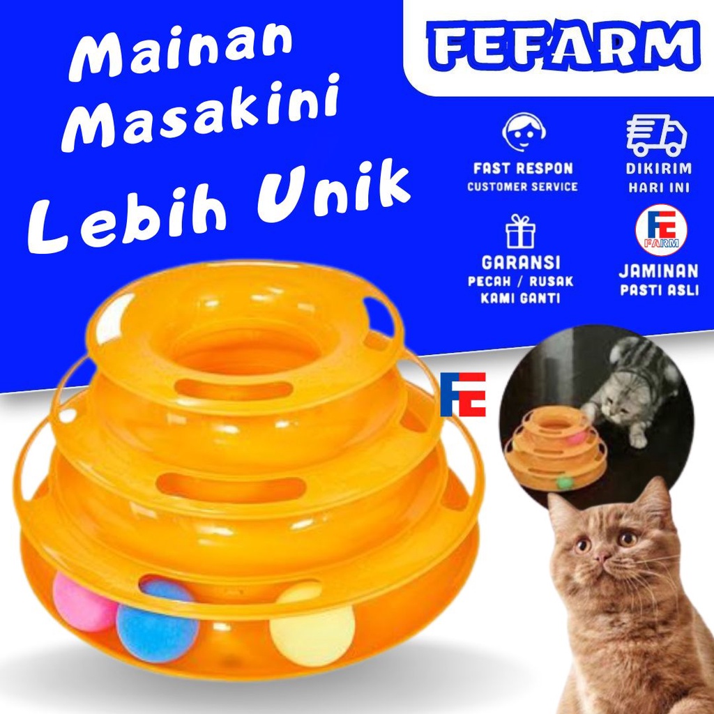 Mainan Kucing Interaktif Menara Bola Kucing Tower Of Track Cat Toys FEFARM