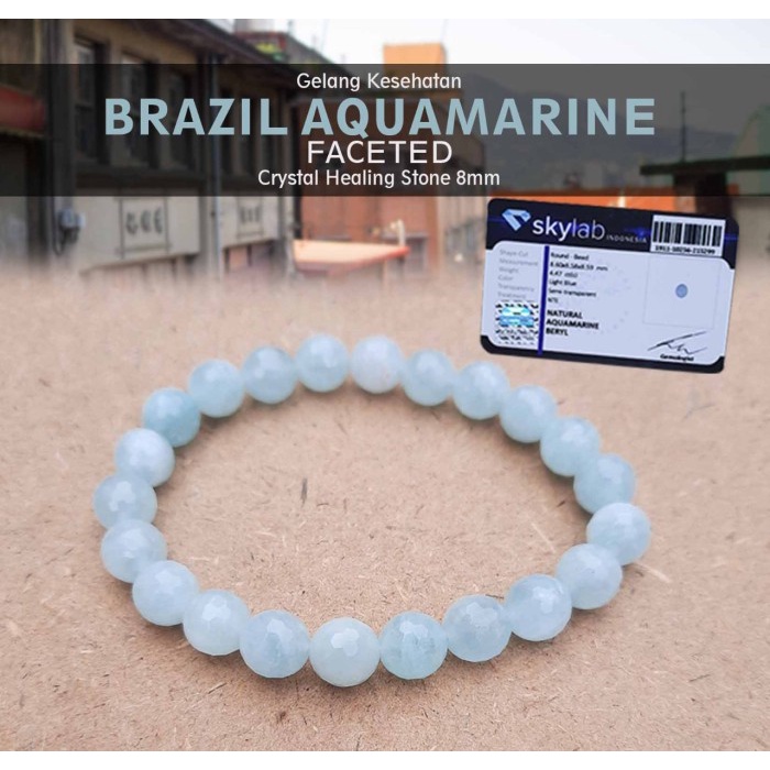 Gaya Gelang Kesehatan Brazil Aquamarine Faceted (Gbp547) Bagus