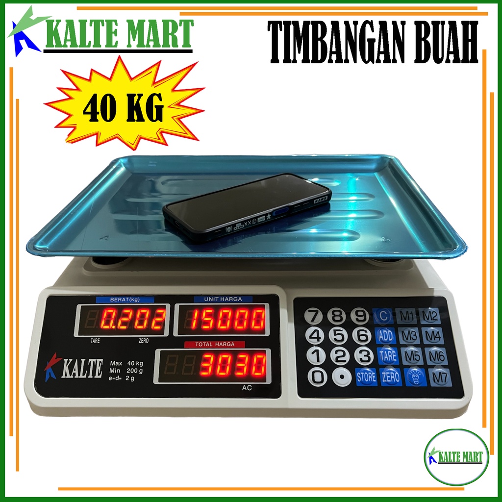 KALTE Timbangan Buah Double Display 40kg, 30kg Digital Computing Scale Double Display 40kg 30kg / Timbangan Buah, Timbangan Sayuran, Timbangan Kue / Timbangan Laundry 40kg 30kg