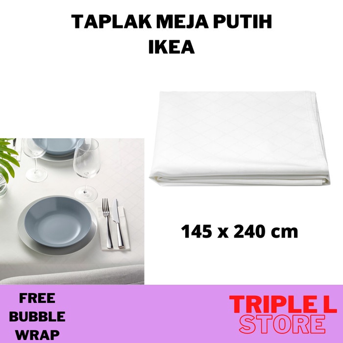 Taplak Taplak Meja Makan Putih Polos White Tablecloth 145 X 240 Cm Fklg