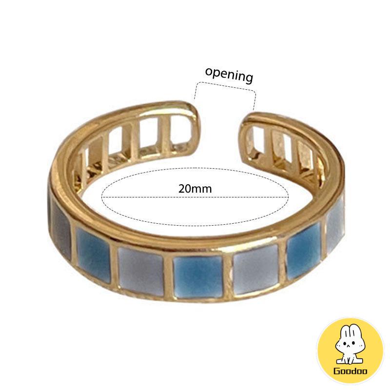 Cincin Jessenia Ring Adjustable Cincin Fashion Trend Baru Cincin unik Bentuk Geometri Bahan Alloy Hias Berlian Imitasi Untuk Wanita korea-Doo