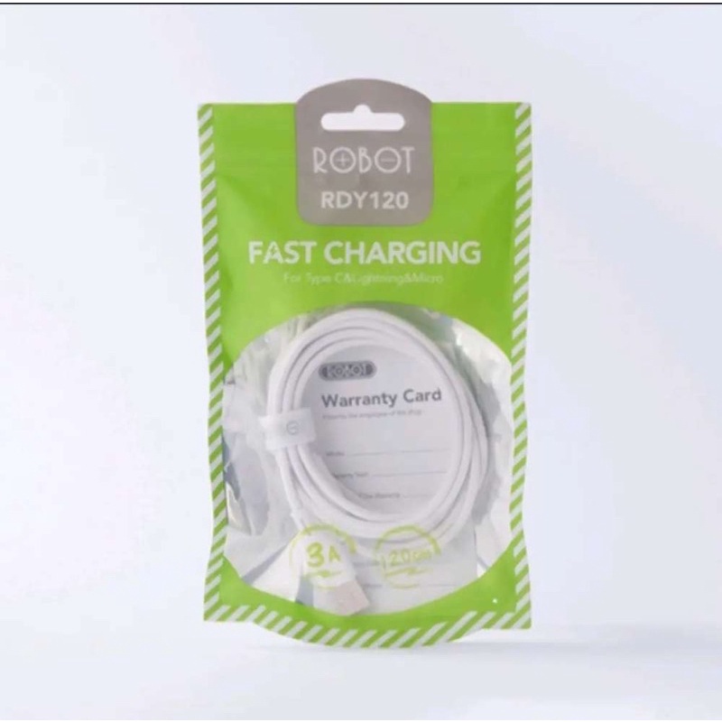 Original Robot 3in1 Kabel Data Micro/ Type C/ Lightning/ 120Cm Quick Charging 3A