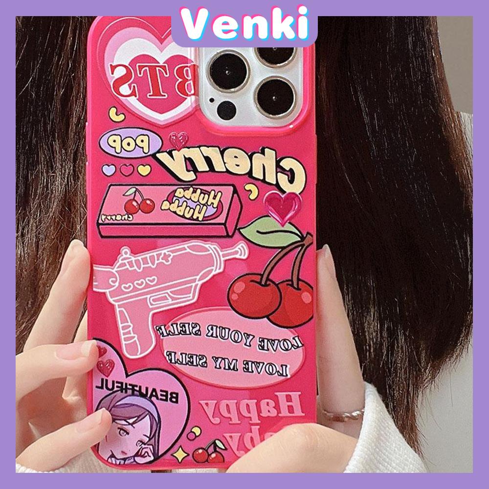 iPhone Case For 14 Series TPU Soft Case Sweet Style Glossy Cherry Graffiti Candy Case Camera Protection Shockproof For iPhone 14 13 12 11 Plus Pro Max 7 Plus X XR