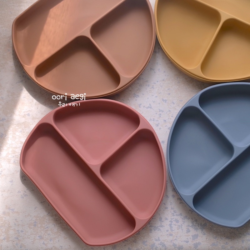 ooriaegi silicone divided plate with suction piring silikon mpasi