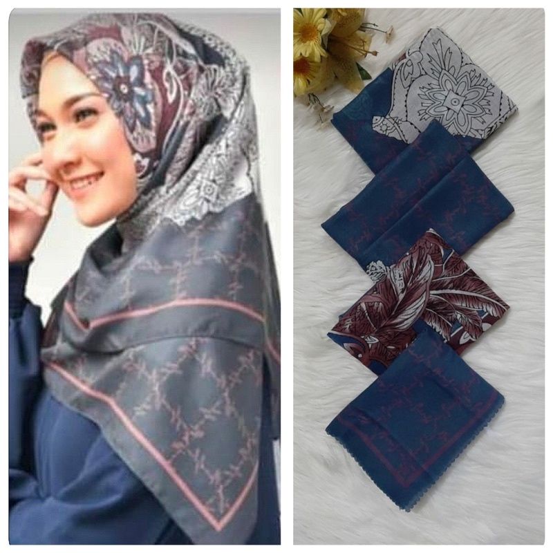 jilbab segi empat  motif voal motif lasercut denay motif voal motif premium (harga grosir partai)