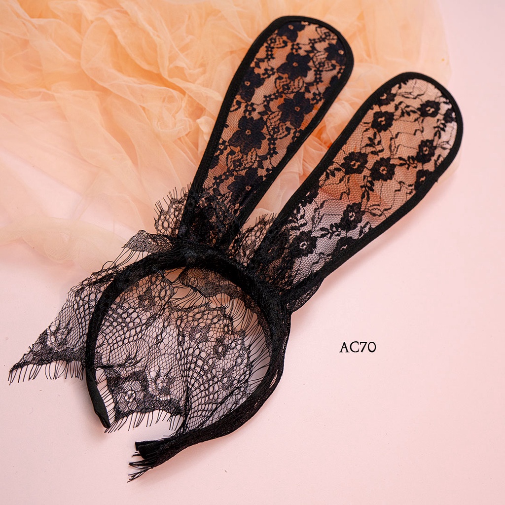 [PRODUK FAVORIT] BANDO COSPLAY LONG EAR RABBIT LACE AKSESORIS LINGERIE SEXY AC70