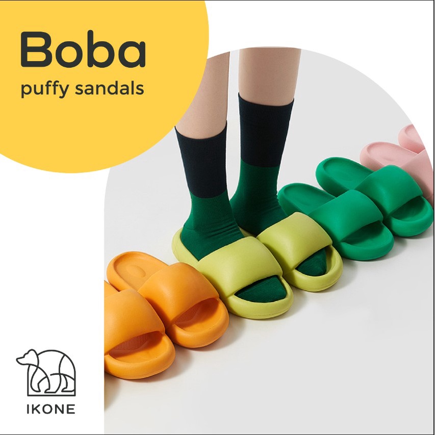 【IKONE】BOBA Sandal Empuk tebal EVA kualitas tinggi anti licin sendal indoor outdoor sandal rumah empuk ringan slip on slippers comfy anti slip berkualitas slides karet slipper perlengkapan rumah