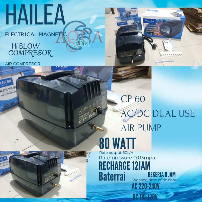 HAILEA POMPA UDARA AERATOR AC/DC TEKANAN BESAR LOW WAT