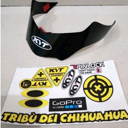 spoiler helm KYT r10 hitam glossy+ stiker visor print cut