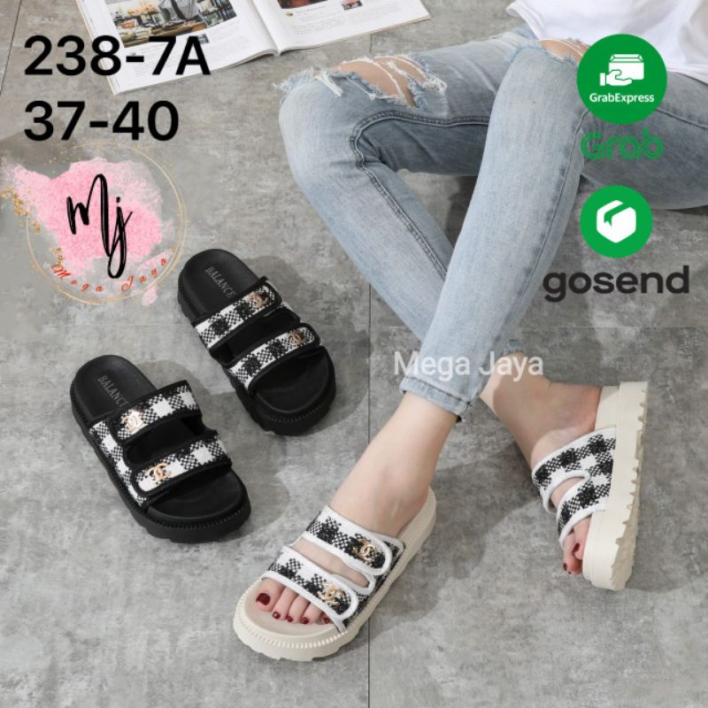 Sandal wedges wanita selop fashion import