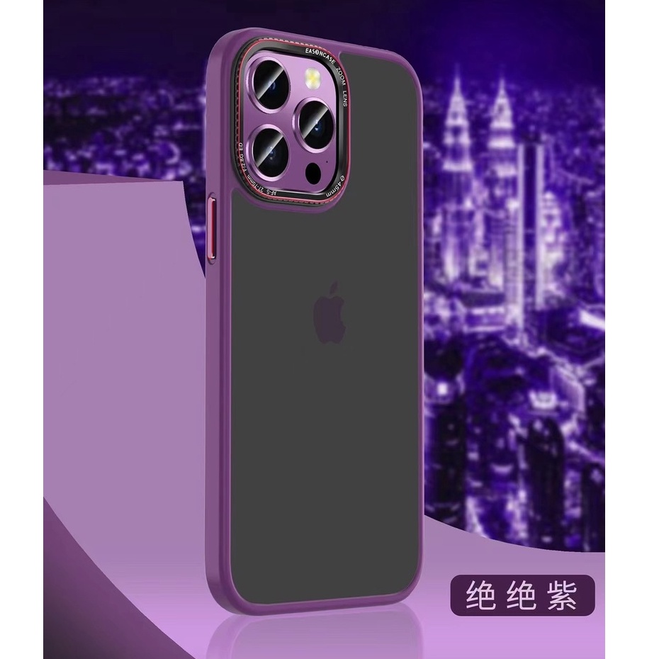 CASE For iPhone 14 Pro Max Matte High Quality Anti-Fingerprint For Case iPhone 14 13 12 Pro Max Hard Shell Metal Camera large hole + Metal Button Dark purple, dark green, dark blue, pink, black, light blue Case Phone