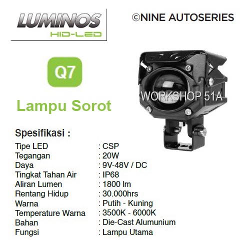 LUMINOS Q7 LAMPU LED TEMBAK SOROT  2 WARNA BISA 3 MODE SUPER TERANG ANTI SILAU