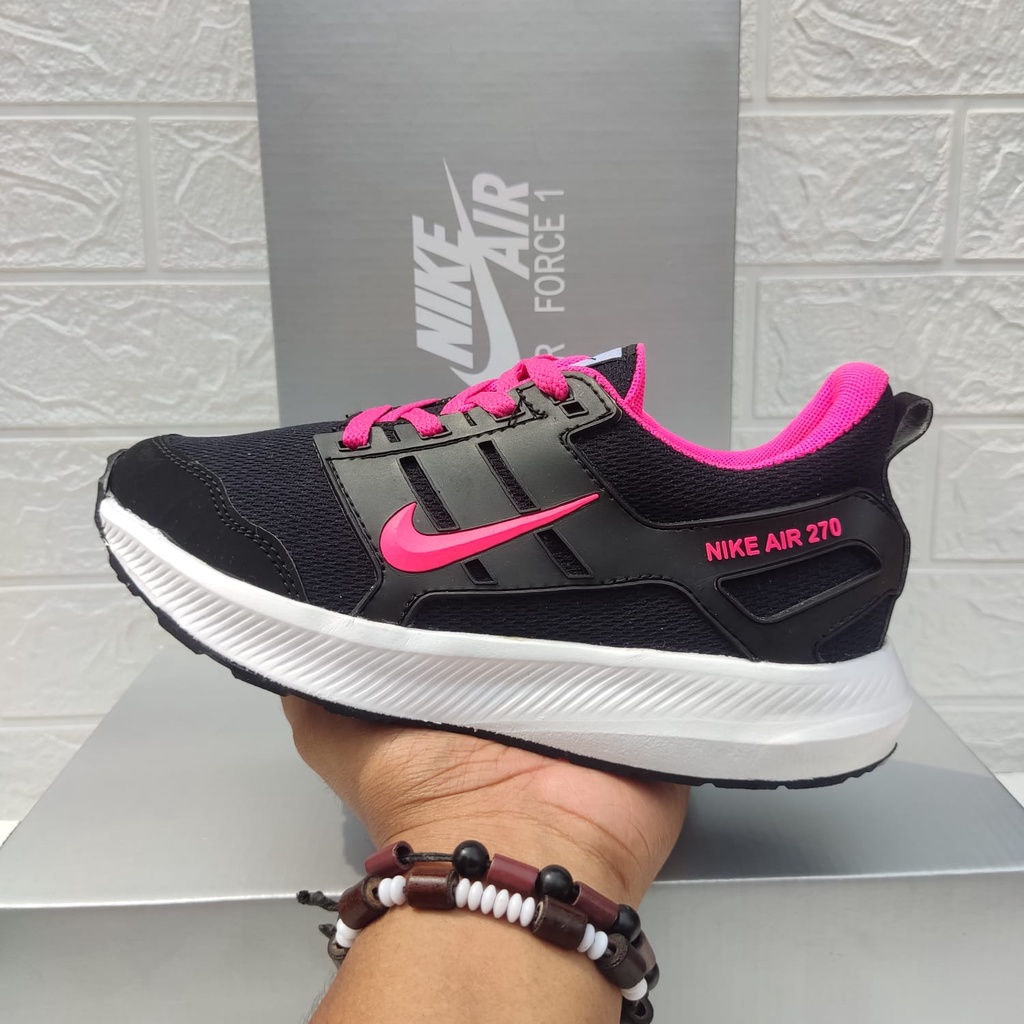 TERBARU!! Sepatu Sekolah/Kuliah/Kerja Cowo Cewe Premium NIKE AIR 270 Hitam Pink