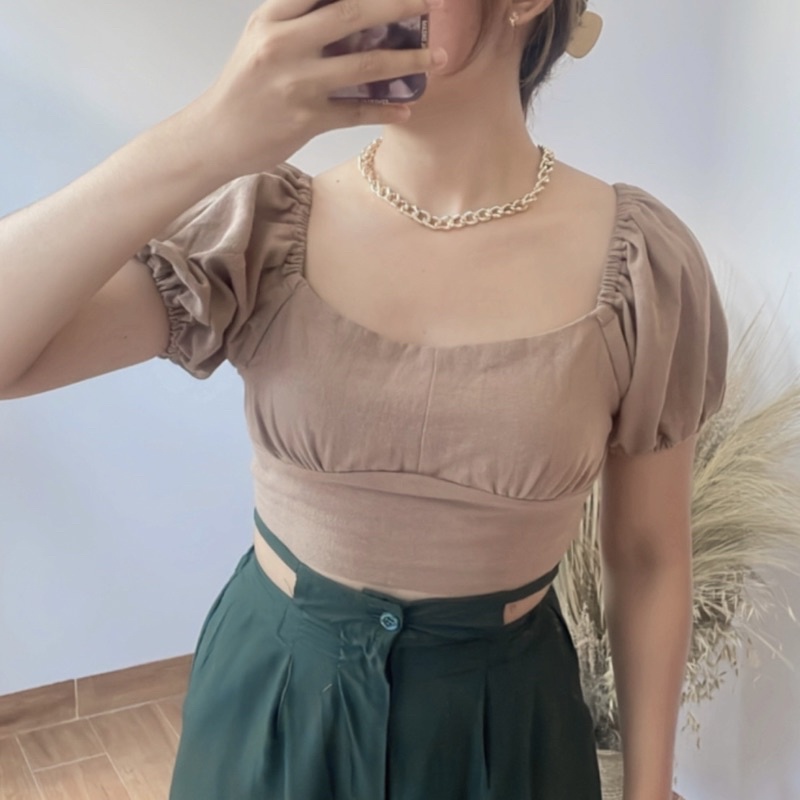 Grace Top // atasan korean croptop // lengan puffy