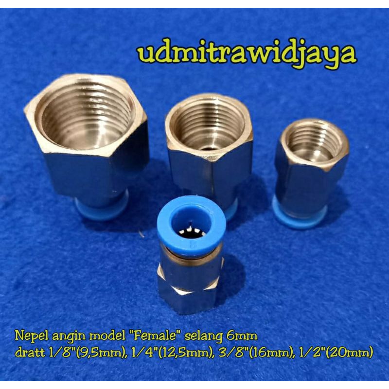 Fitting pneumatic  / sambungan selang angin 6mm Model Female dratt 1/8 , 1/4 , 3/8 , 1/2  sambungan selang klakson model female nepel angin type MPCF dratt nepel angin air nepel angin truk fuso double kabin neple angin sambungan angin type Spcf